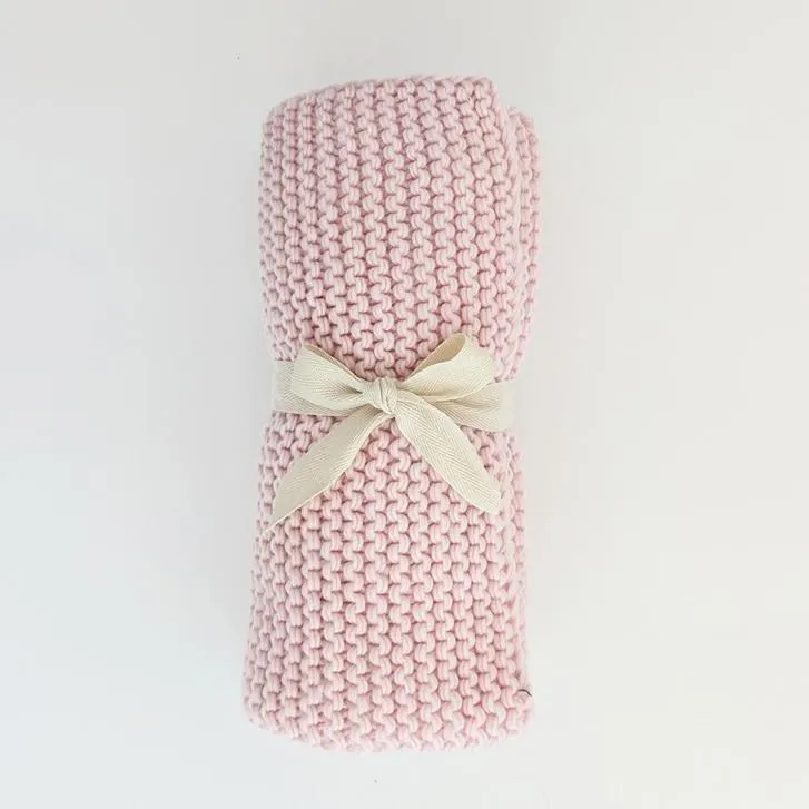 Huggalugs  Natural Garter Stitch Knit Blanket