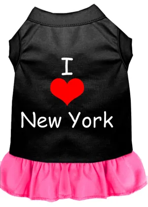 I Heart New York Screen Print Dress Black With Bright Pink Xxxl