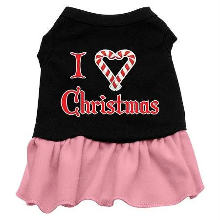 I Love Christmas Screen Print Dress Black with Pink Lg (14)