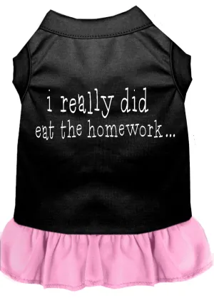 I Really Did Eat The Homework Screen Print Dress Black With Light Pink Med