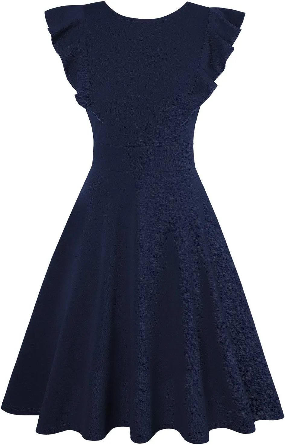 IHOT Women's Vintage Ruffle Floral Flared A Line Swing Casual Cocktail Party Dresses with Pockets