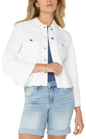 JACKET WITH FRAY HEM & PAISLEY EMBROIDERY