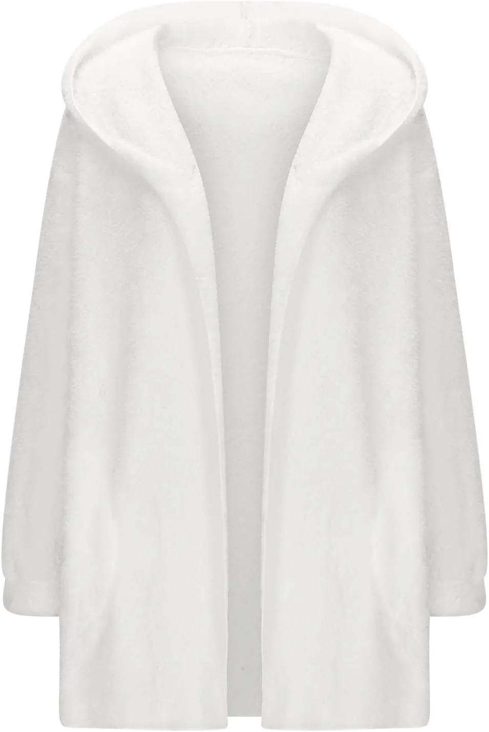 jovati Womens Winter Long Sleeve Solid Fuzzy Fleece Open Front Hooded Cardigans Jacket Coats Outerwear with Pocket 2024