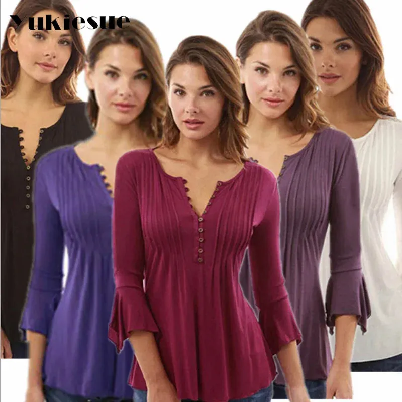 Korea Style Women Blouse, Elegant Ruffles Women Tops.