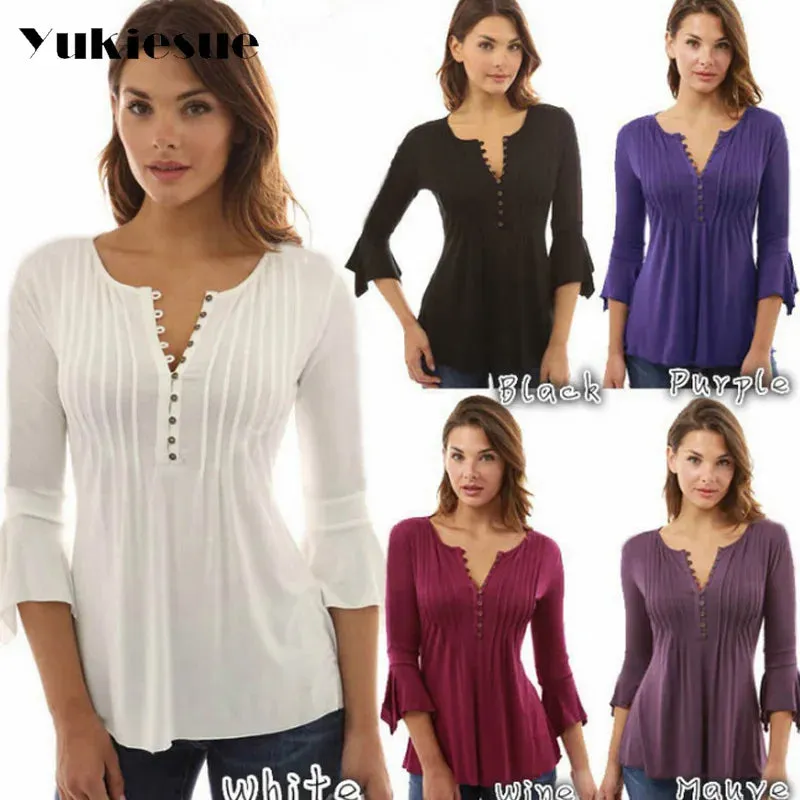 Korea Style Women Blouse, Elegant Ruffles Women Tops.