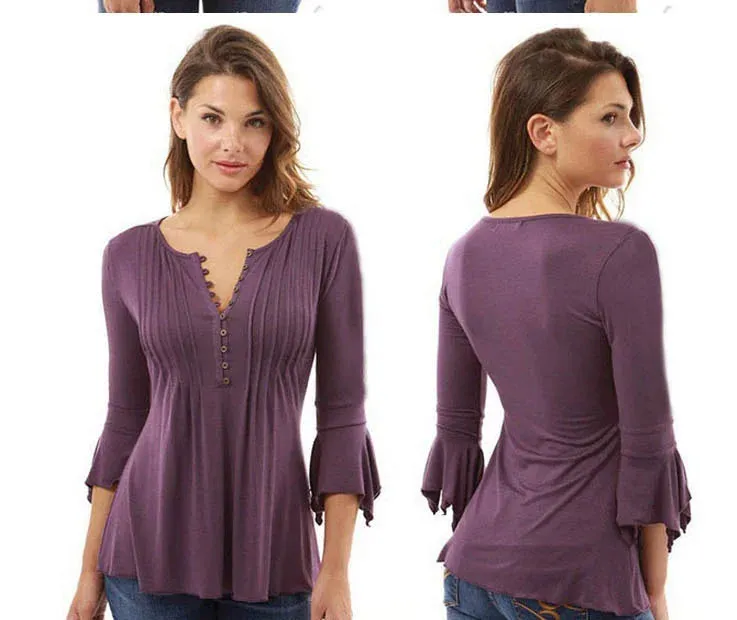 Korea Style Women Blouse, Elegant Ruffles Women Tops.
