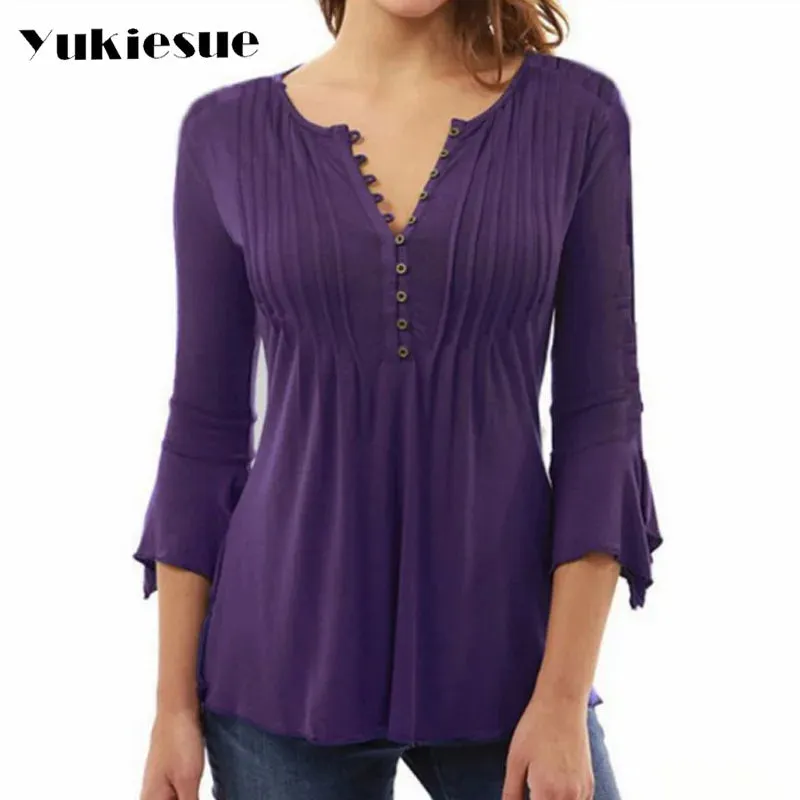 Korea Style Women Blouse, Elegant Ruffles Women Tops.