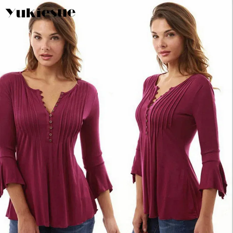 Korea Style Women Blouse, Elegant Ruffles Women Tops.