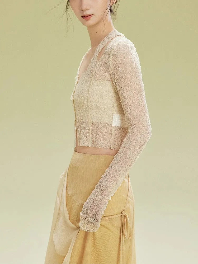 Lace Thin Mesh Sheer Elegant Bolero Cardigan