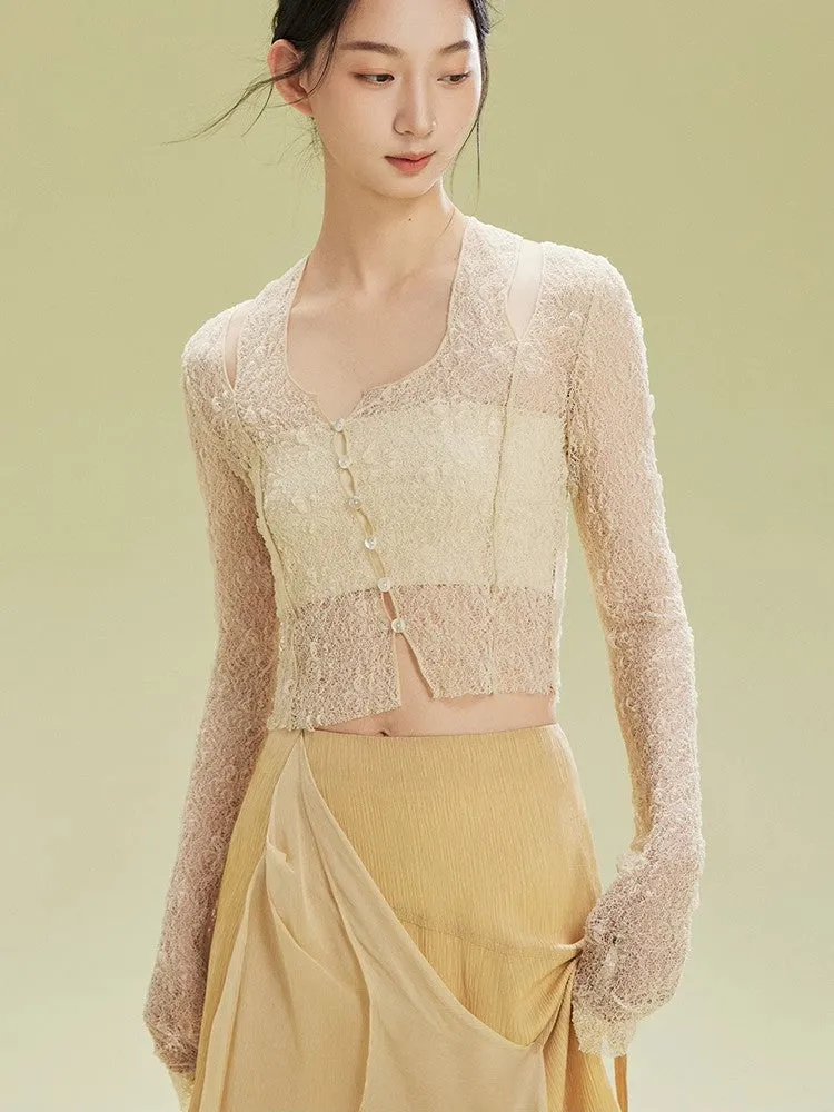 Lace Thin Mesh Sheer Elegant Bolero Cardigan