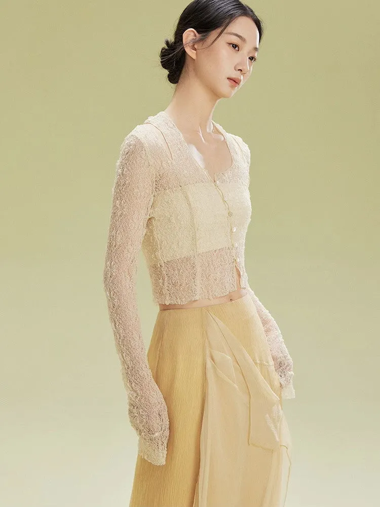 Lace Thin Mesh Sheer Elegant Bolero Cardigan