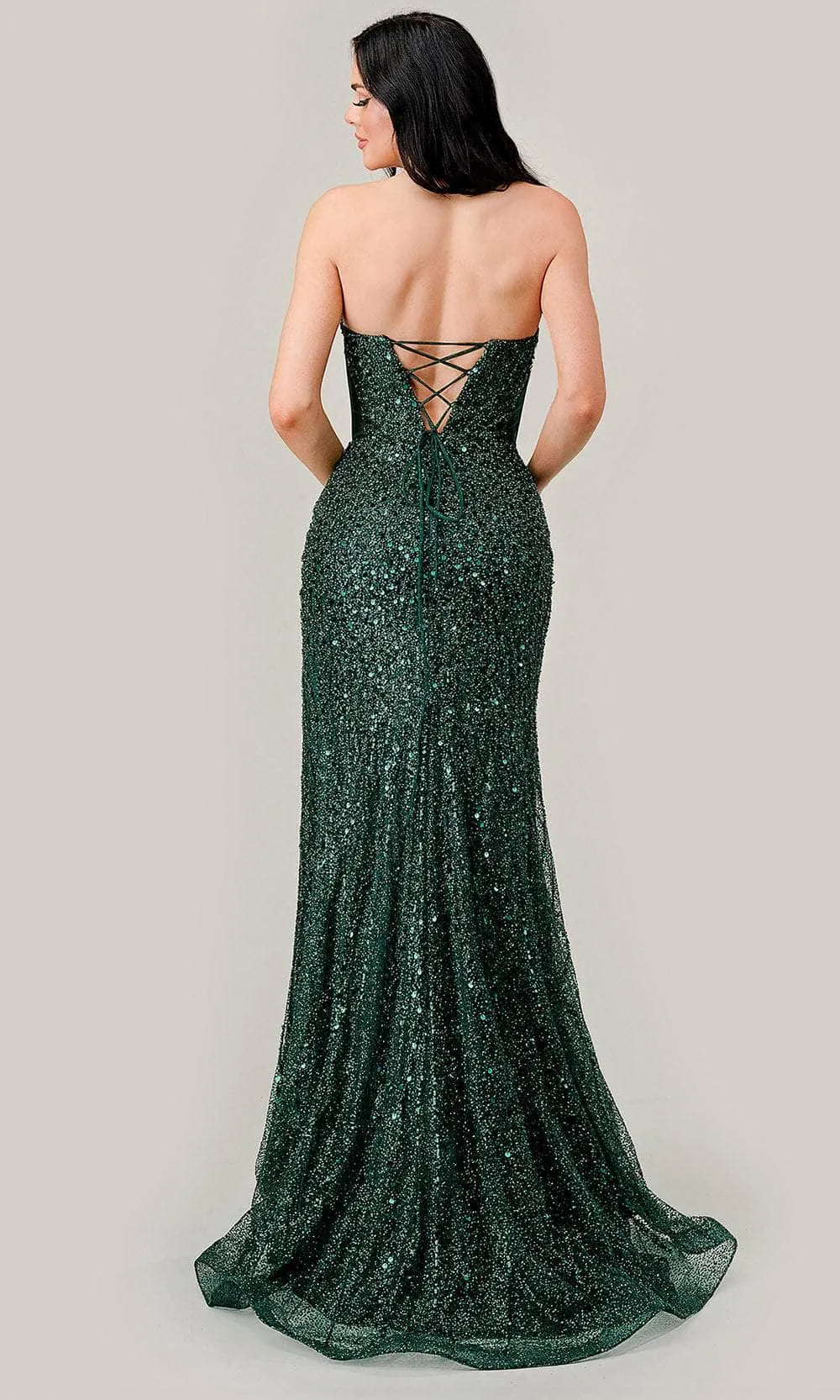 Ladivine CD0233 - Strapless Prom Gown with Mesh Panels