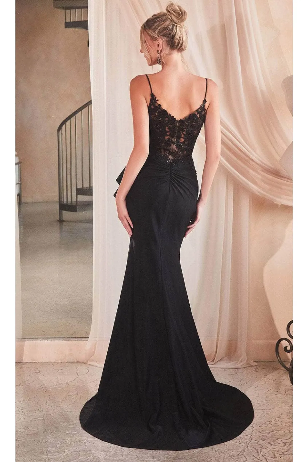 Ladivine KV1100 – Embroidered Wrap Bodice Gown