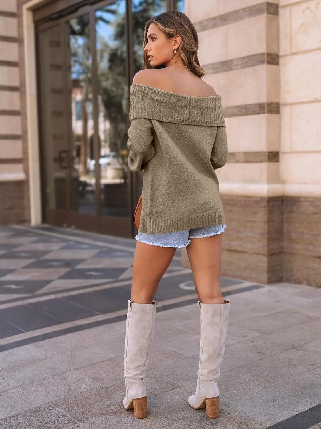 LILLUSORY Womens Off The Shoulder Sweater Oversized Batwing Sleeve Loose Pullover Sweaters Tops
