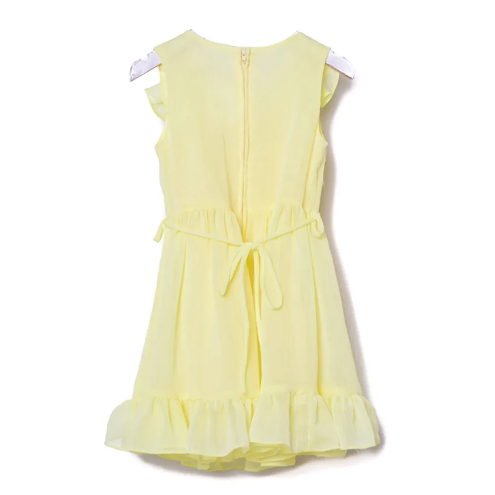 Little Girls Yellow Tiered Chiffon Ruffled Easter Dress 2-6