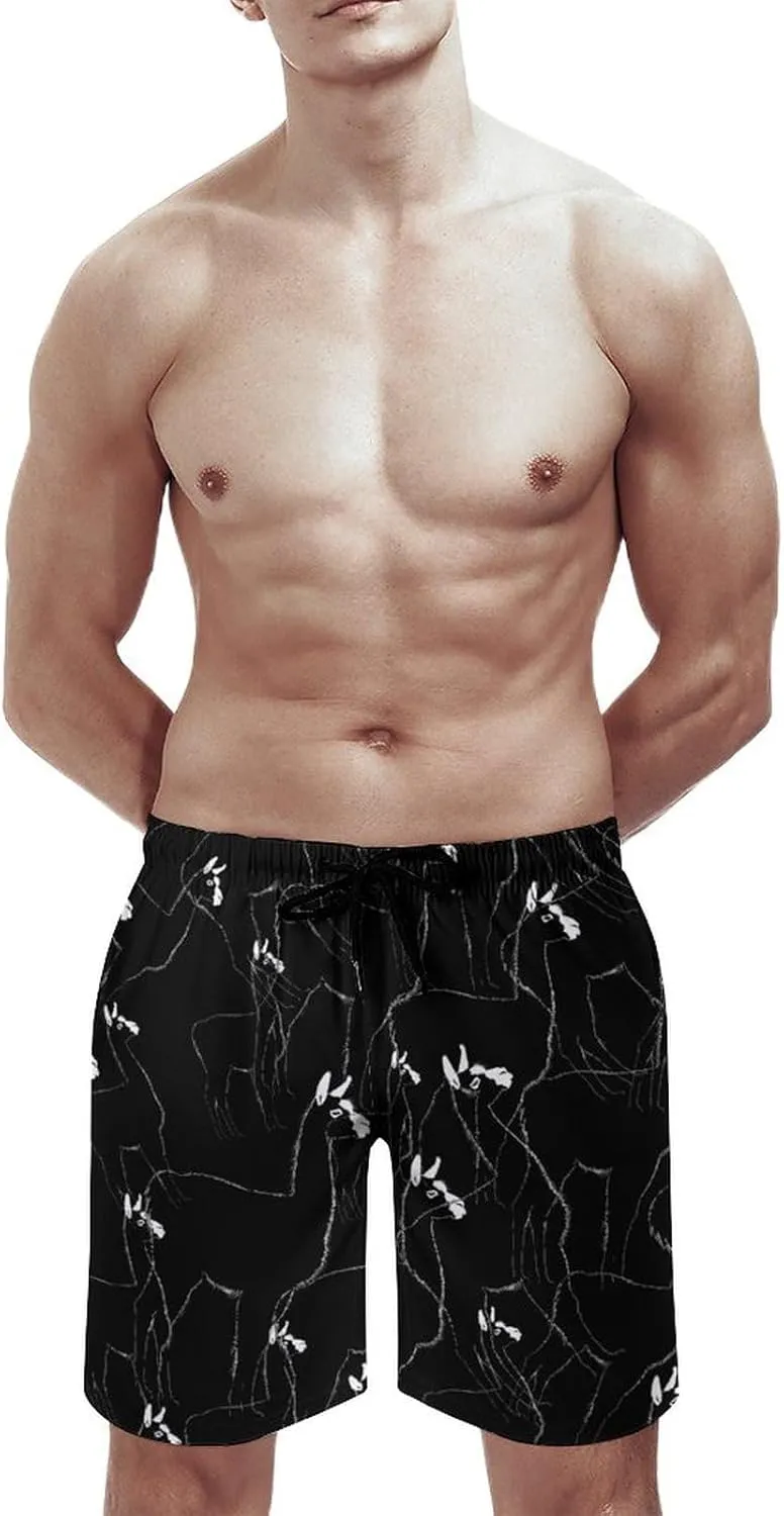 Llama Men's Swim Trunks Quick Dry Board Shorts Breathable Summer Beach Shorts Bathing Suits