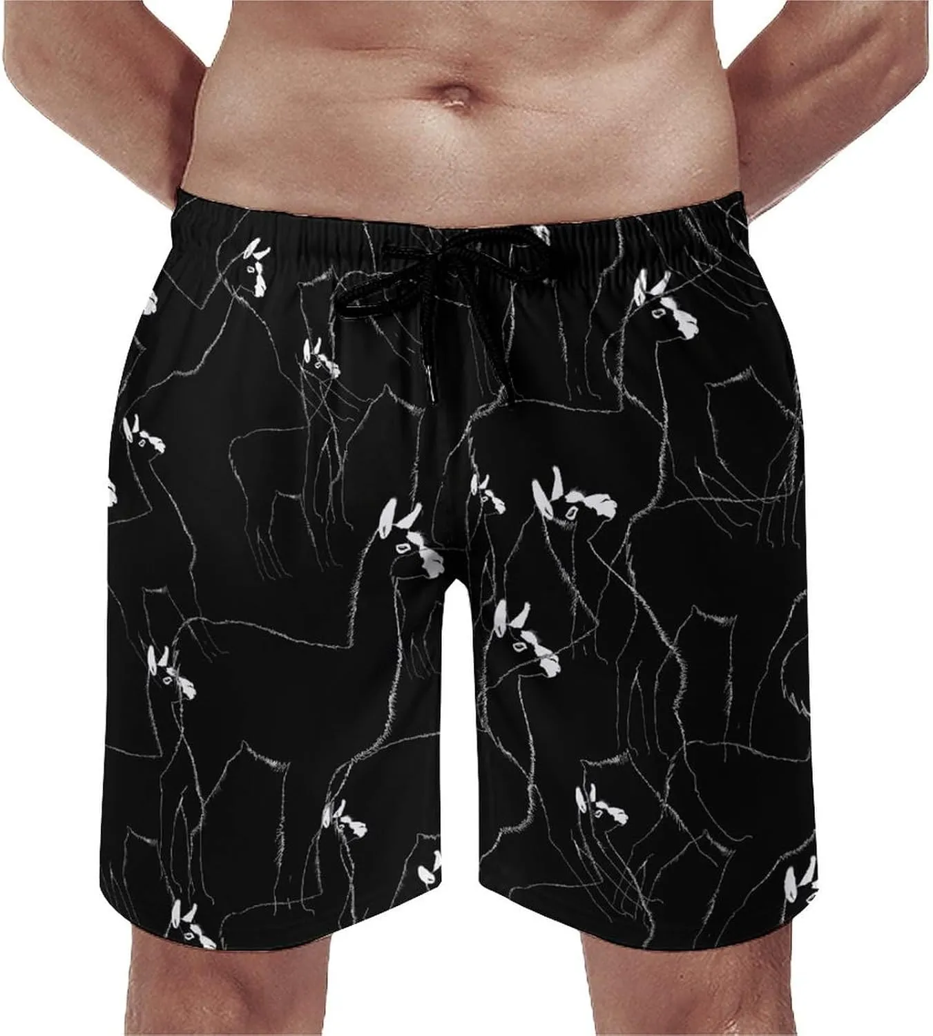 Llama Men's Swim Trunks Quick Dry Board Shorts Breathable Summer Beach Shorts Bathing Suits