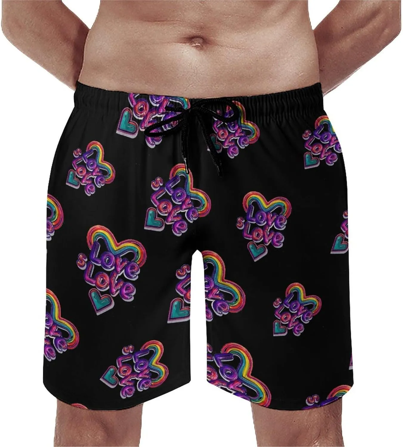 Love Is Love Gay Prideful Men's Swim Trunks Quick Dry Board Shorts Breathable Summer Beach Shorts Bathing Suits