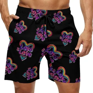 Love Is Love Gay Prideful Men's Swim Trunks Quick Dry Board Shorts Breathable Summer Beach Shorts Bathing Suits