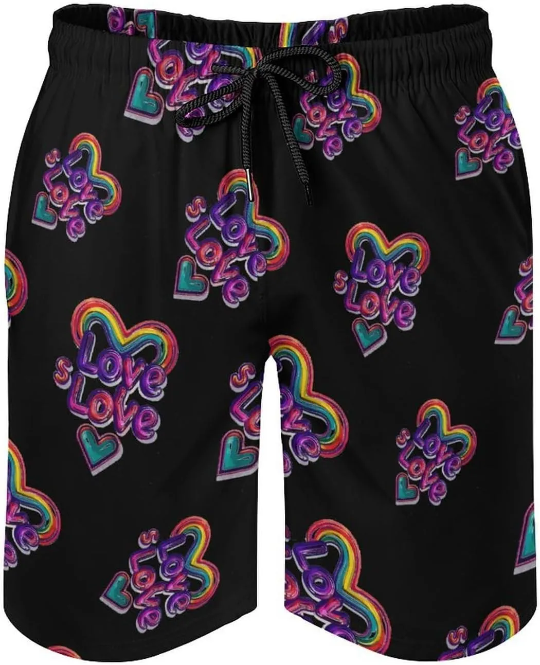 Love Is Love Gay Prideful Men's Swim Trunks Quick Dry Board Shorts Breathable Summer Beach Shorts Bathing Suits