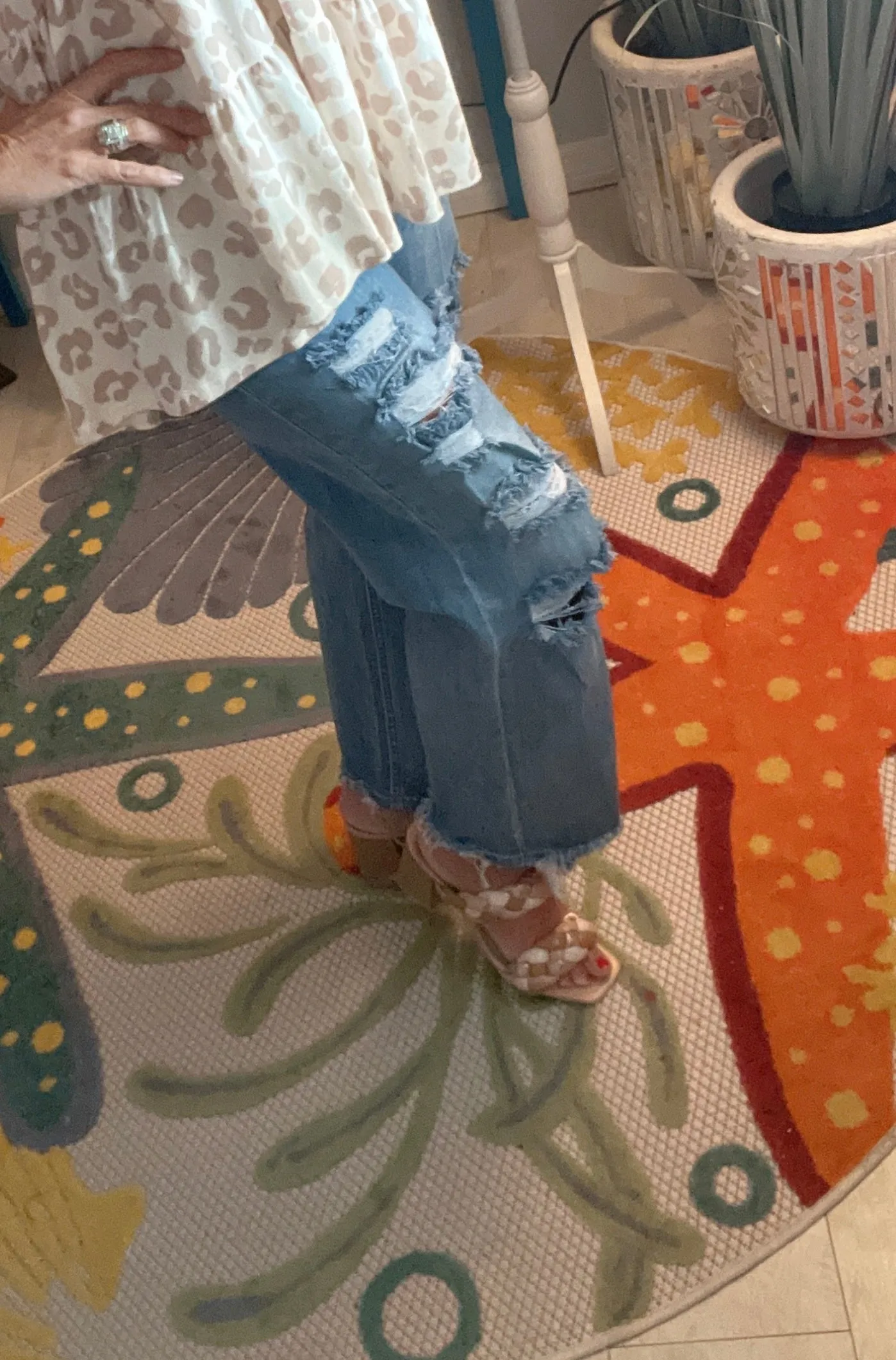 Lover Brand Medium Wash High Waist Wide Leg Distressed Ankle Frayed Jeans