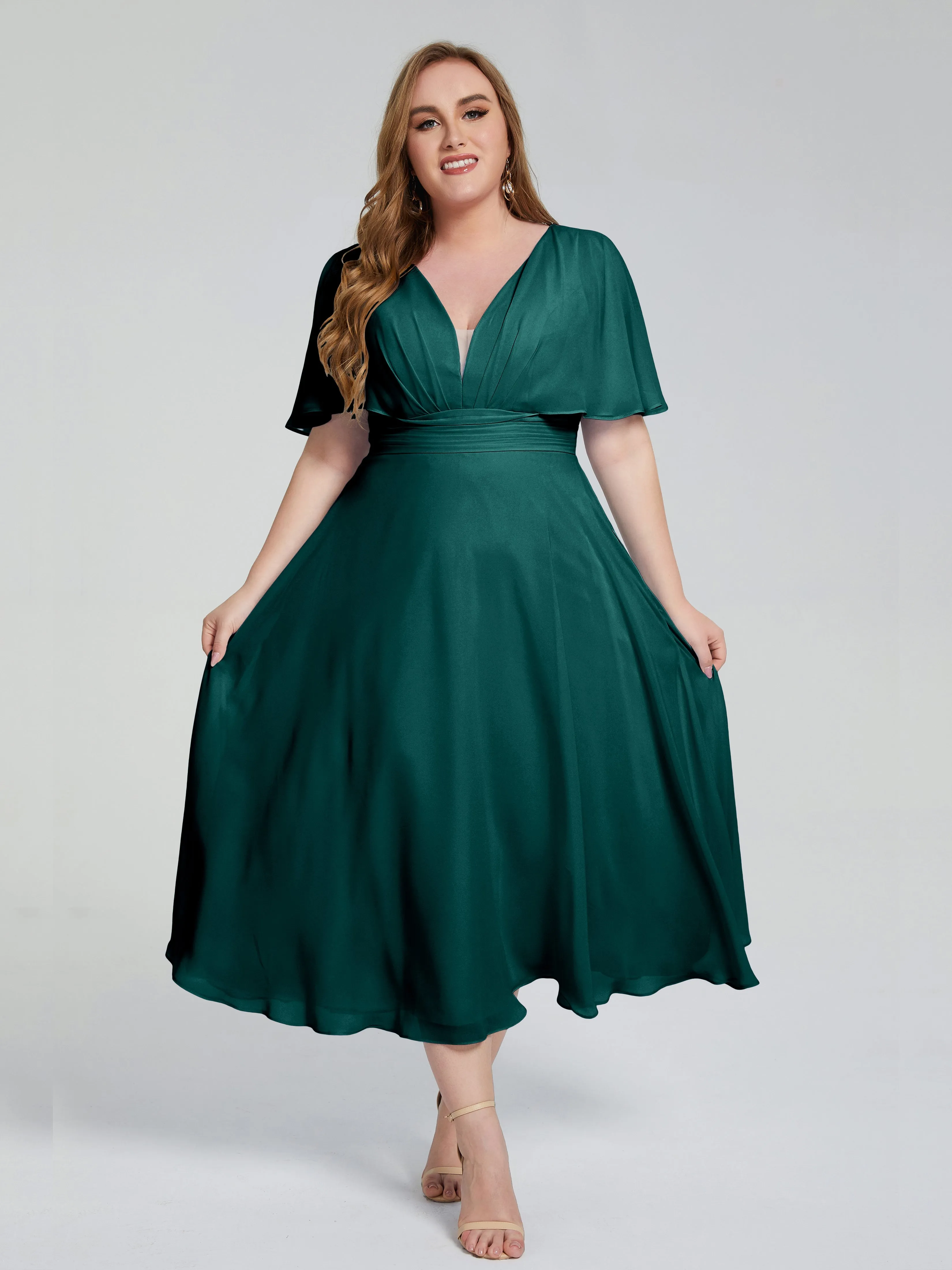 Lucia Graceful V-back Plus Size Bridesmaid Dresses