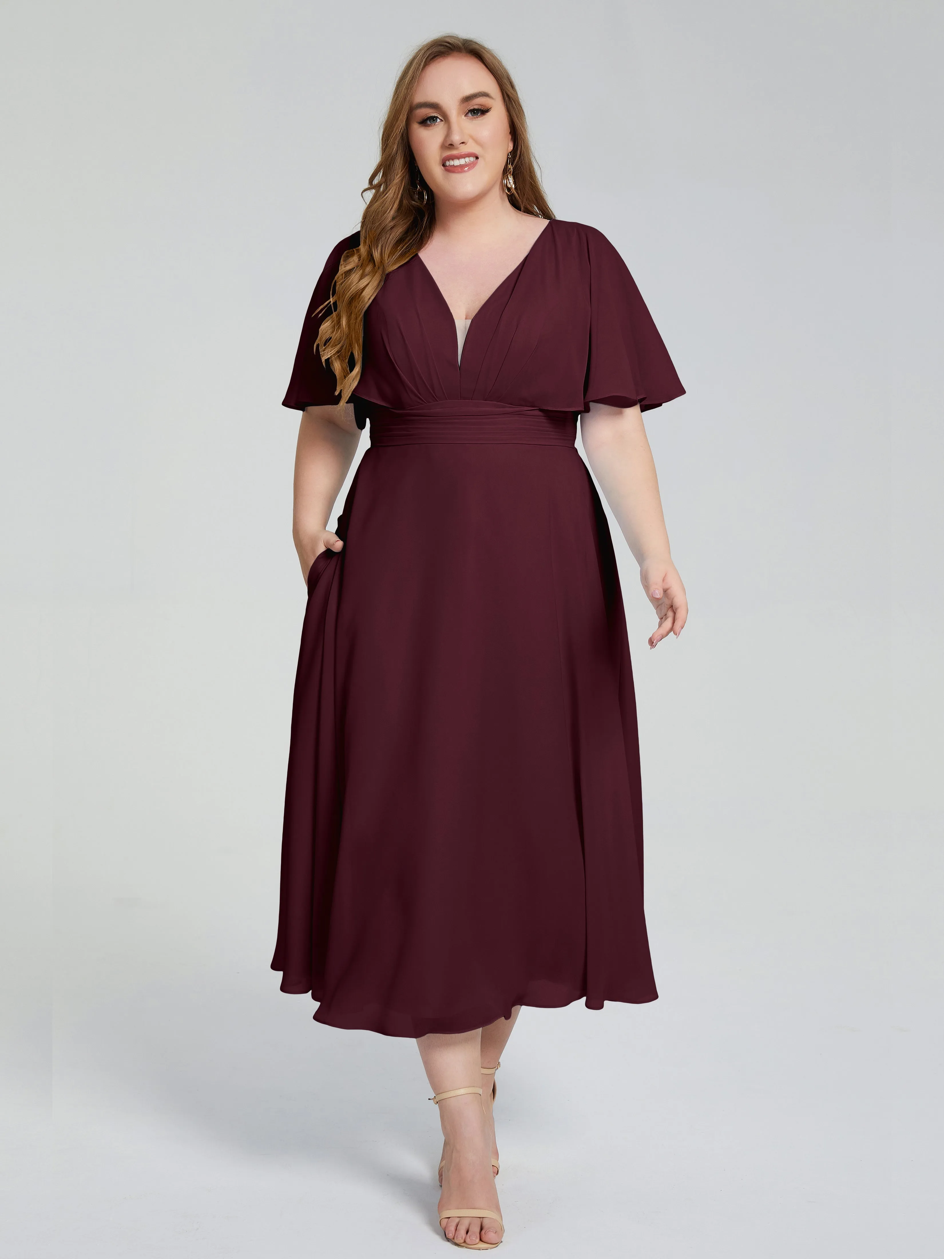 Lucia Graceful V-back Plus Size Bridesmaid Dresses