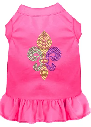 Mardi Gras Fleur De Lis Rhinestone Dress Bright Pink Xxl