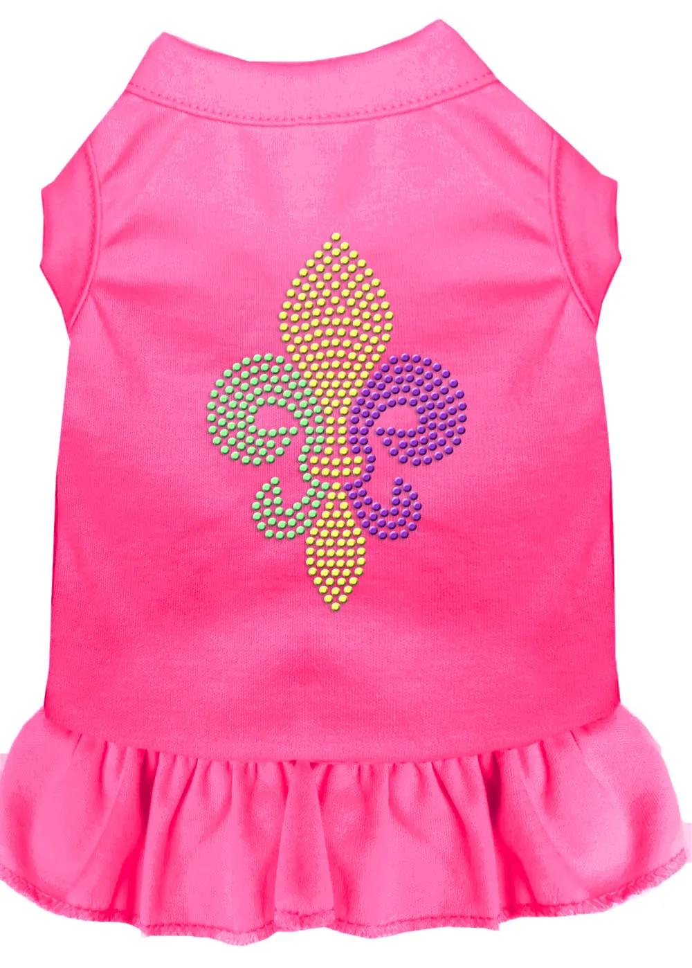 Mardi Gras Fleur De Lis Rhinestone Dress Bright Pink Xxl