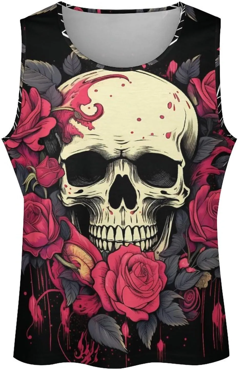 MARSVOVO Mens Tank Top Skull Muscle Summer Casual Stylish Tank Western Shirts for Men Summer Beach Quick Dry Gym Vest