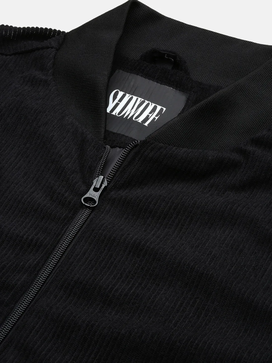 Men Black Corduroy Windcheater Bomber Jacket
