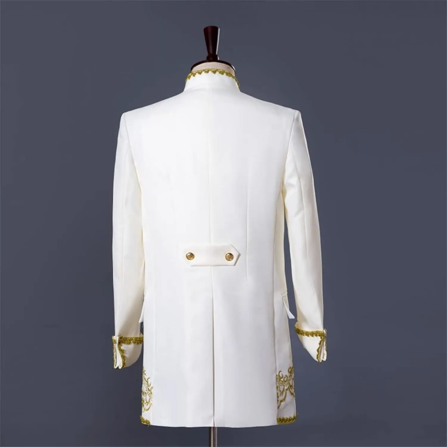 Men Court Embroidery Suits 3 Piece Casual Dress Suit Gold Prince Print Blazer Set Stylish Blazer & Vest & Pants