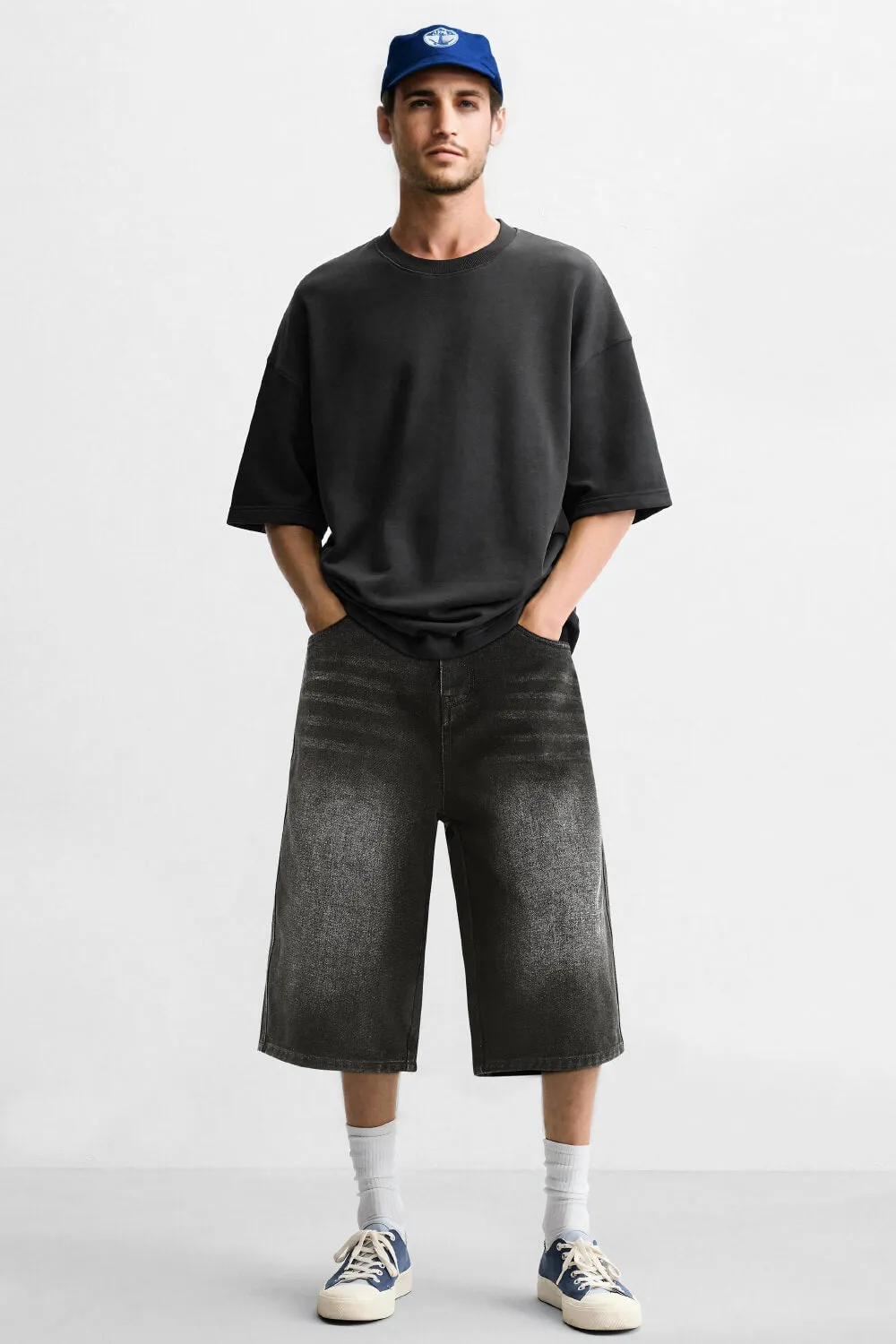 Men's Loose Denim Short - Dark Grey