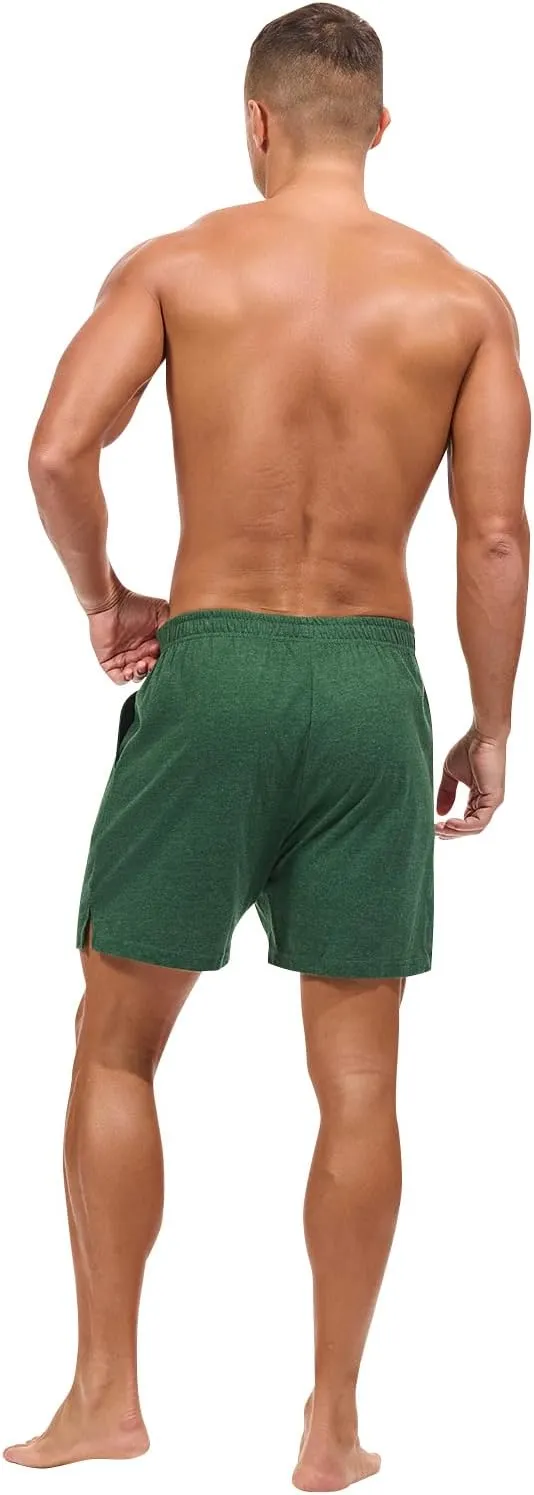 Mens Pajamas Bottoms Cotton Loose Lounge Sleep Shorts Comfy Breathable Sleepwear with Pockets 2 Pack