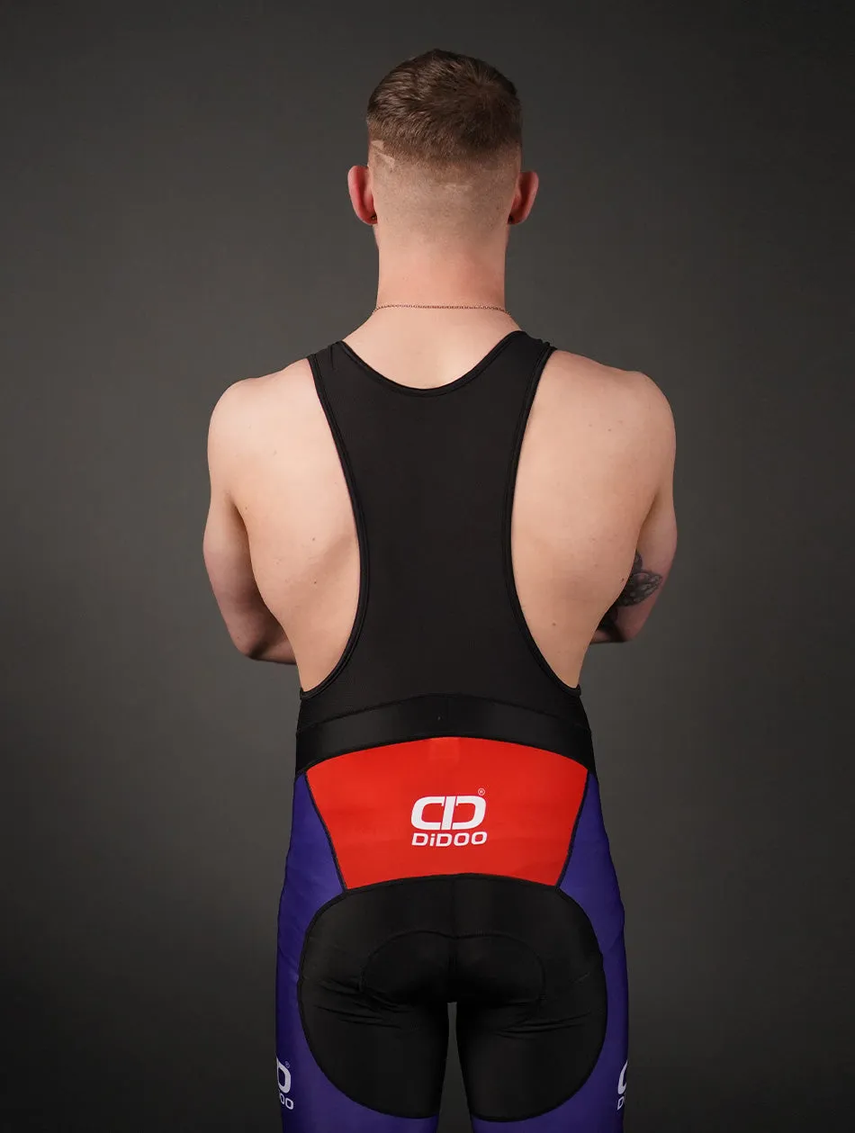 Men's Performance Cycling Bib Shorts Blue and Red