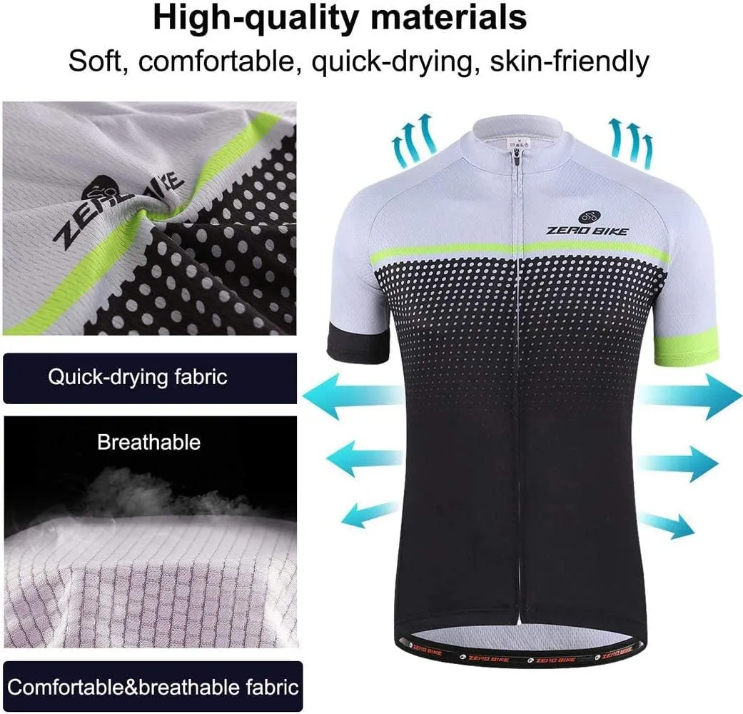 Men's Short Sleeve Cycling Jersey Set Breathable Quick Dry 3D Padded Bicycle Shorts MTB Bike Clothing