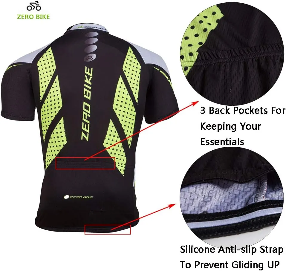 Men's Short Sleeve Cycling Jersey Set Breathable Quick Dry 3D Padded Bicycle Shorts MTB Bike Clothing