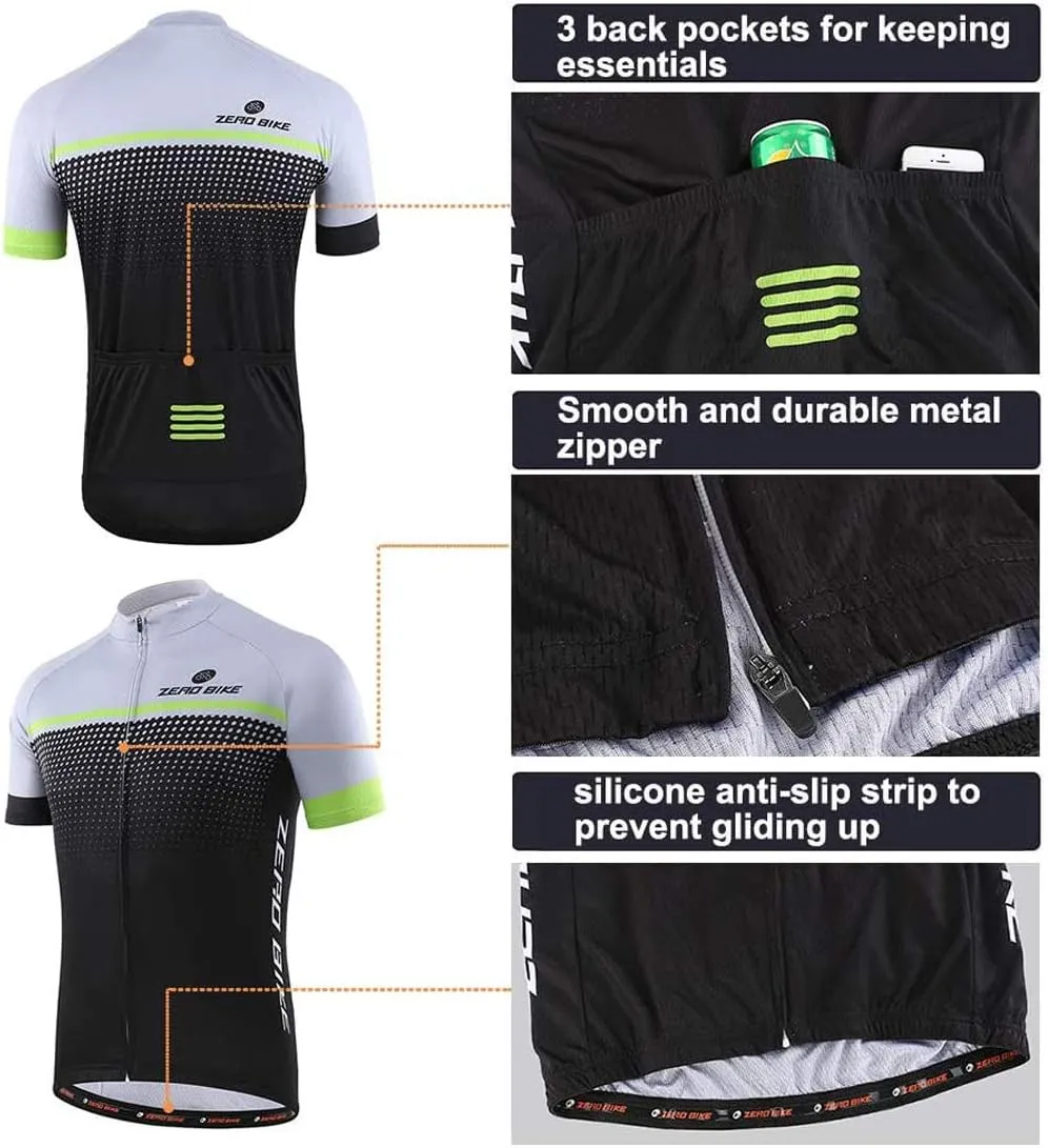 Men's Short Sleeve Cycling Jersey Set Breathable Quick Dry 3D Padded Bicycle Shorts MTB Bike Clothing