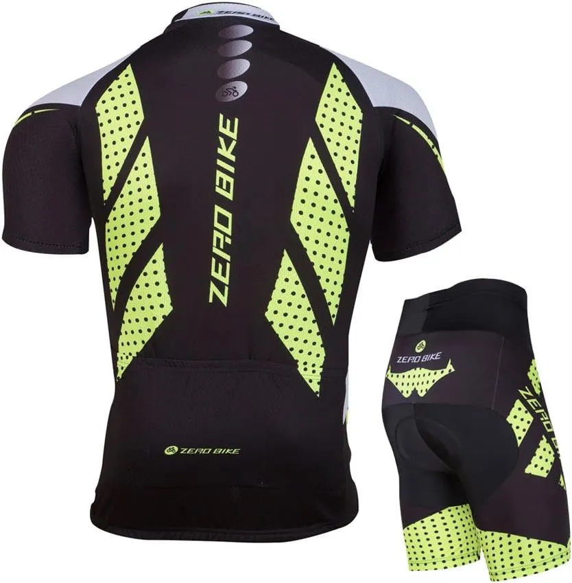 Men's Short Sleeve Cycling Jersey Set Breathable Quick Dry 3D Padded Bicycle Shorts MTB Bike Clothing