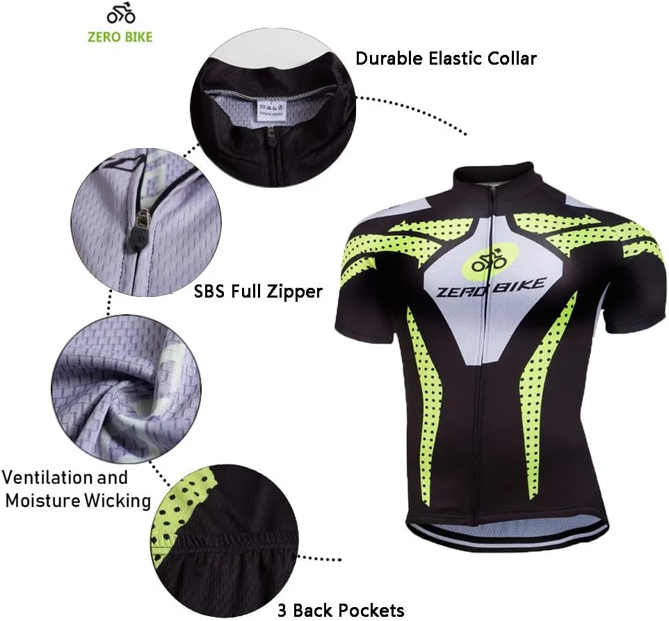 Men's Short Sleeve Cycling Jersey Set Breathable Quick Dry 3D Padded Bicycle Shorts MTB Bike Clothing
