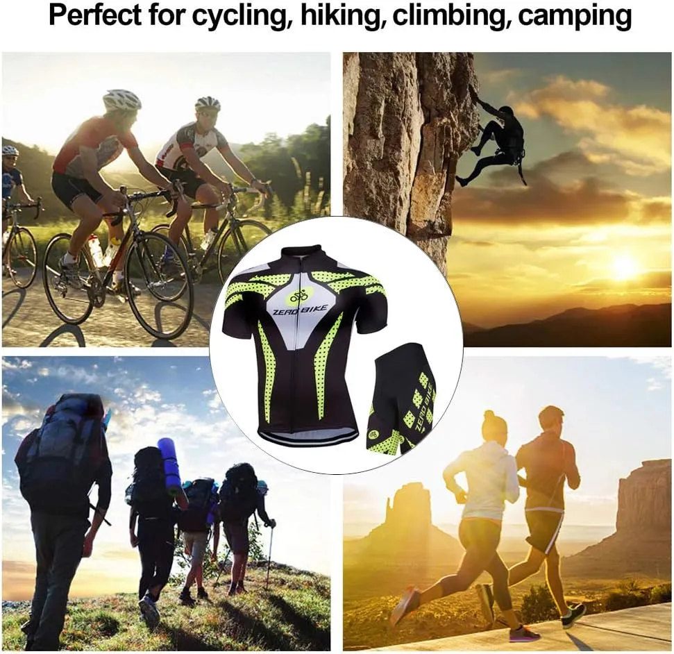 Men's Short Sleeve Cycling Jersey Set Breathable Quick Dry 3D Padded Bicycle Shorts MTB Bike Clothing