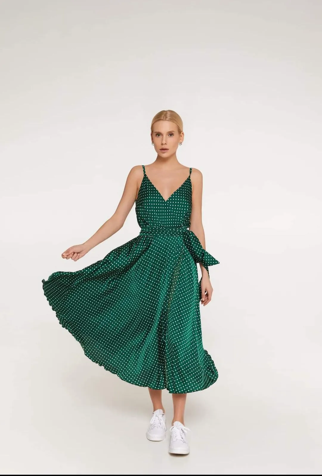 Miss Polkadot Midi Satin Dress