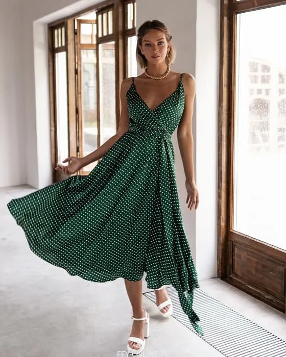 Miss Polkadot Midi Satin Dress