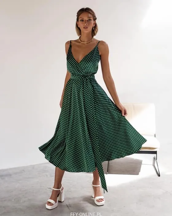 Miss Polkadot Midi Satin Dress