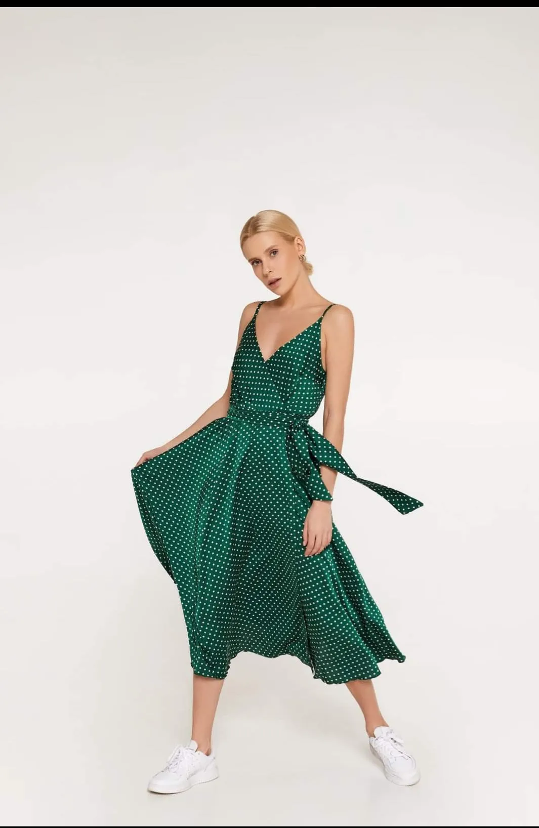 Miss Polkadot Midi Satin Dress