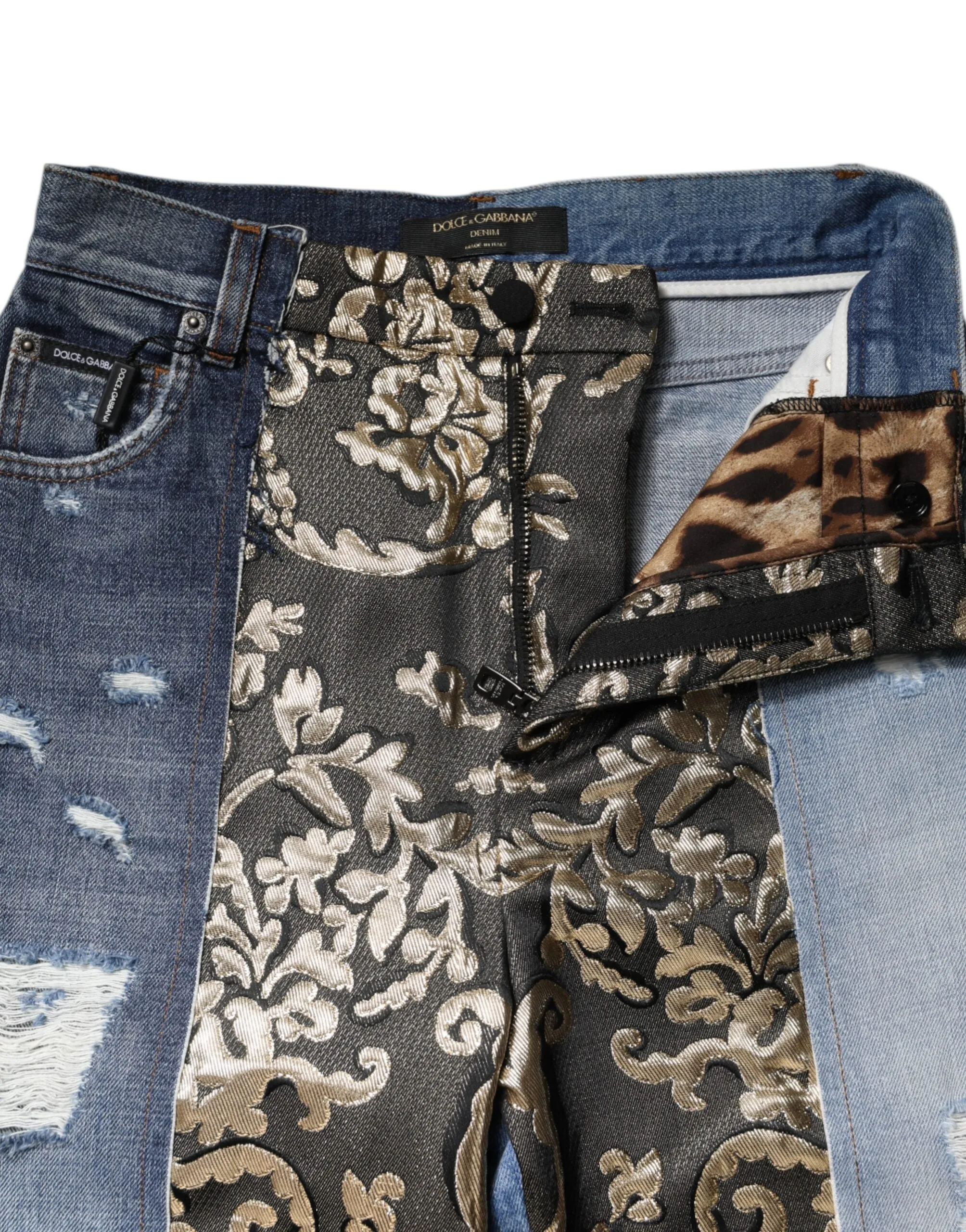 Multicolor Patchwork High Waist Denim Jeans