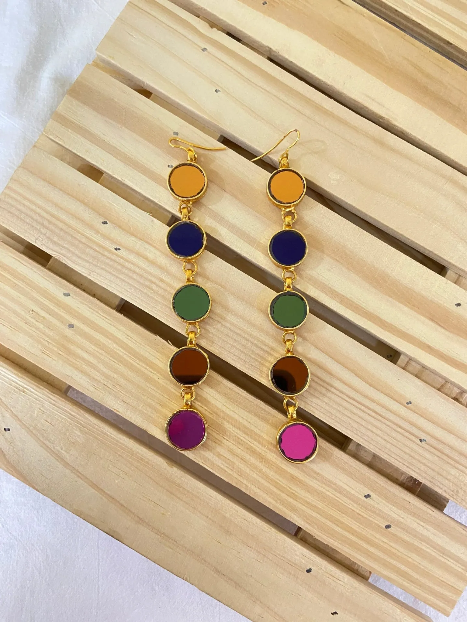 Nura Multicolour Gold Plated Earrings