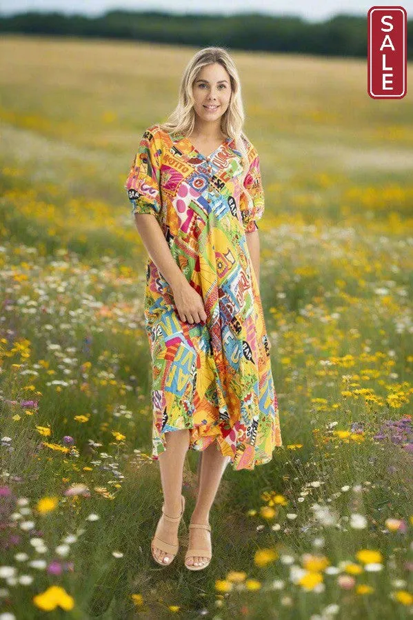 Ocampo Flaired V Neckline Dress  30019