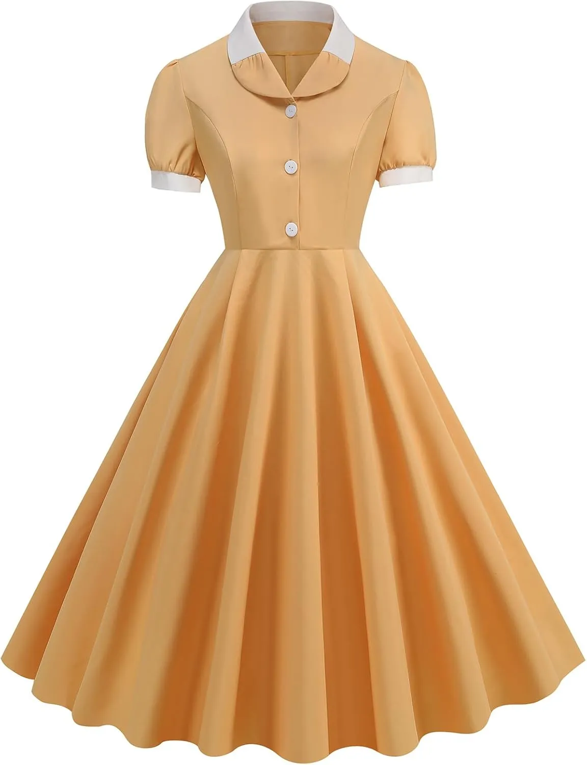 ODIZLI 1950s Dresses for Women 50s Dress Retro Dress Short Puff Sleeve V Neck Swing Dress Cocktail Dress