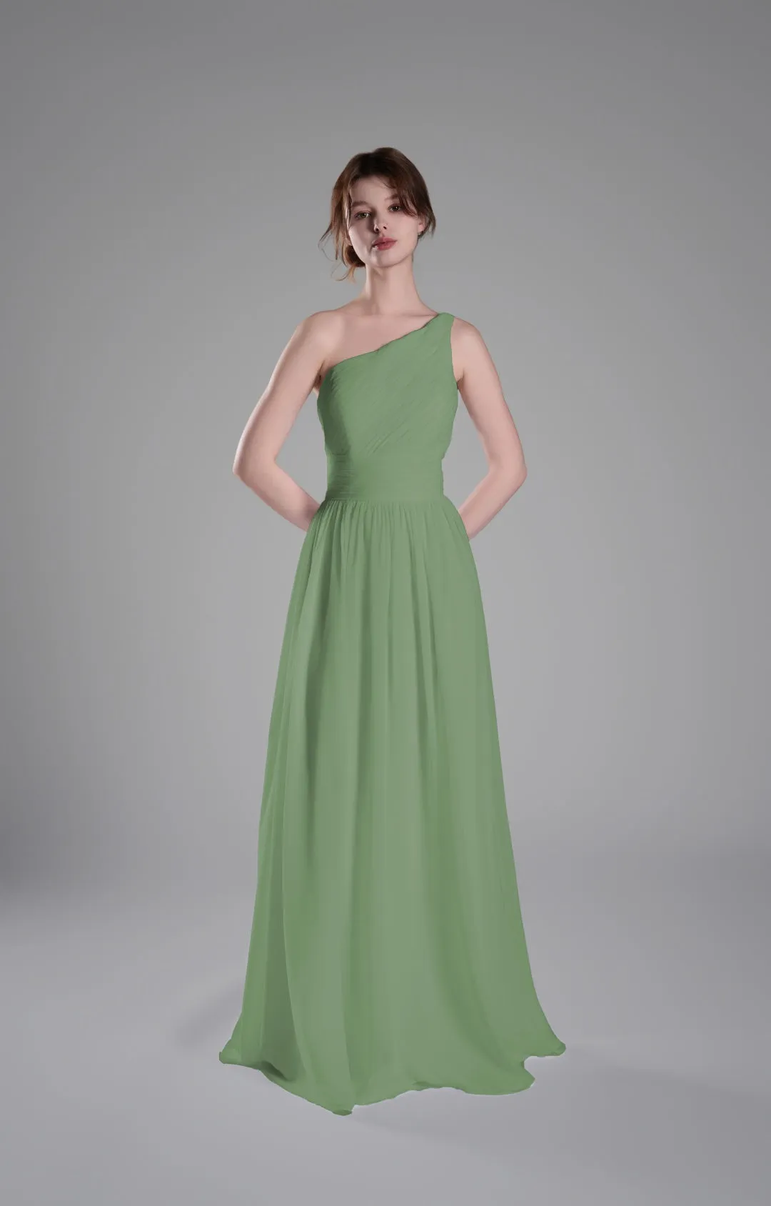 One-Shoulder Lace-Up Back Pleated A-Line Dresses